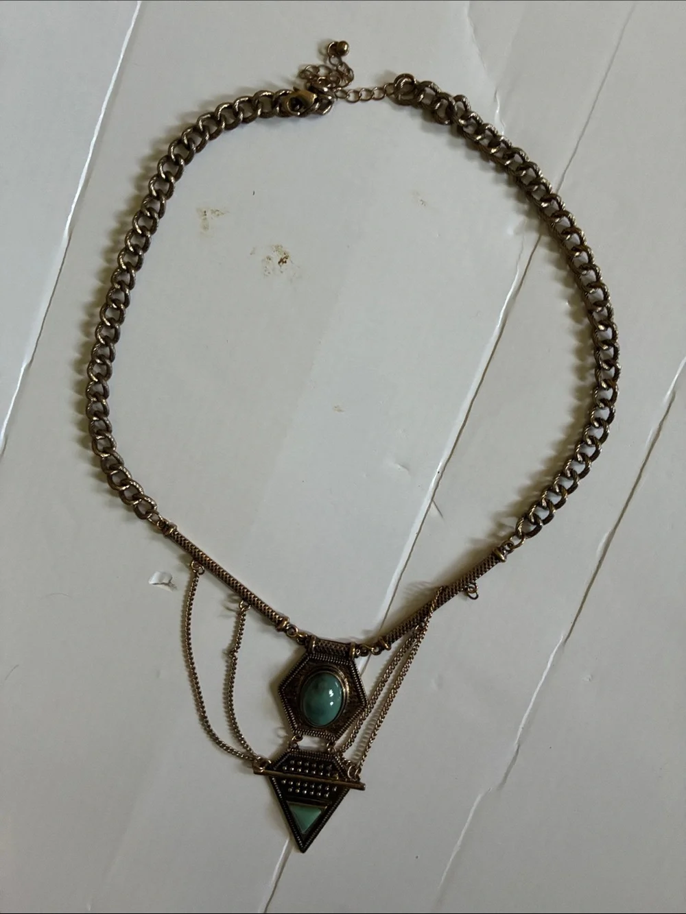 Vintage-Inspired Turquoise Pendant Layered Necklace - Women Jewelry